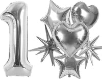TONIFUL 40 Inch Red Number 3 Balloons Large Foil 3rd Birthday - Silver Set / Number 1