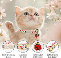 2 Pack Cute Cat Collars - Cartoon Bee Ladybug Breakaway Cat Collar with Bell & Matching Pendant - Bee&Ladybug - image 3