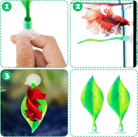 WILLBOND 2 Pcs Blue Pink Silicone Betta Fish Bed Leaf Hammock Betta - Green - image 3