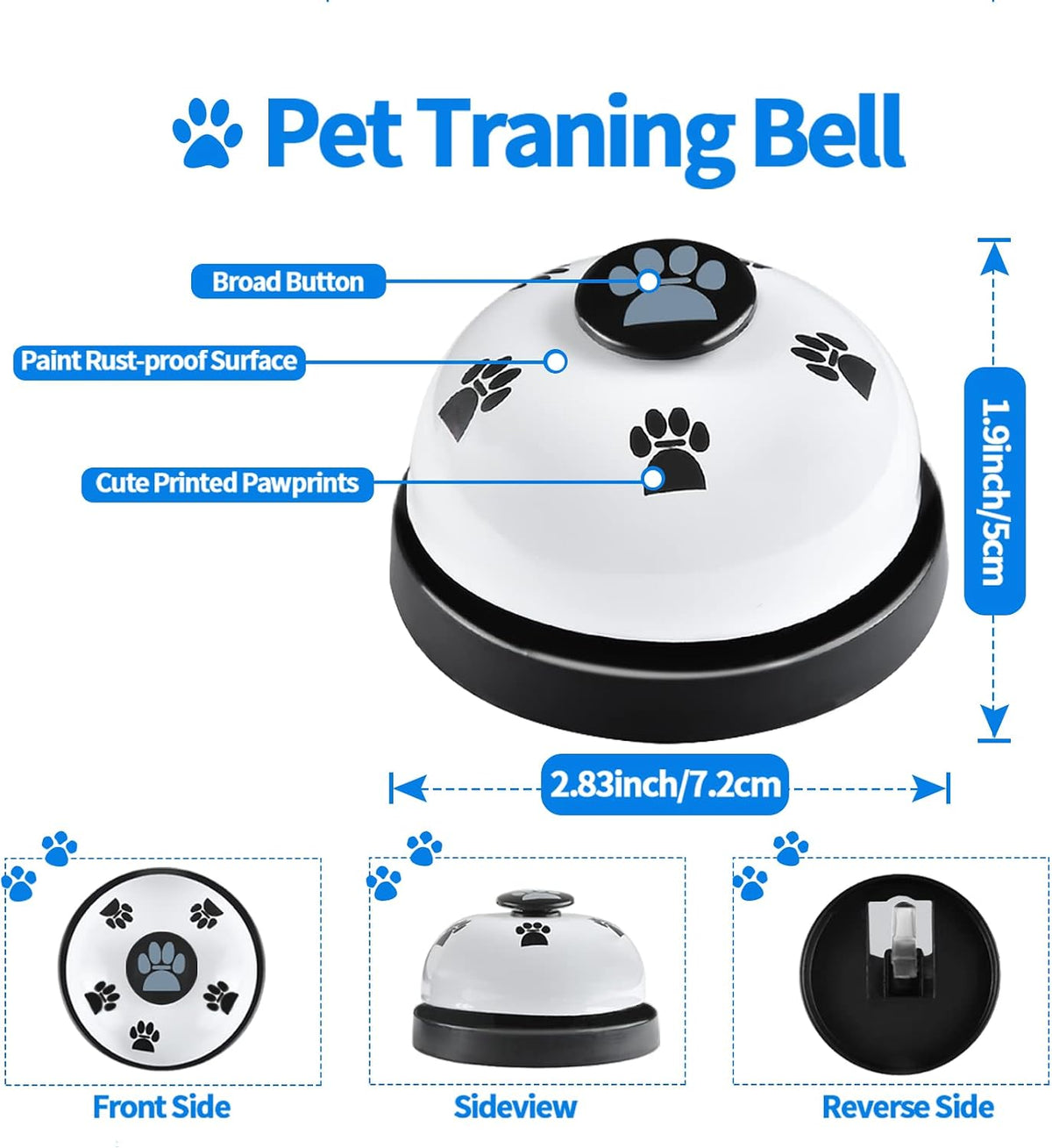 2 Pack Dog Doorbells, Pet Training Bells for Go Outside Potty Training and Communication Device - White & Black - image 2