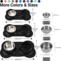 Dog Bowls 2 Stainless Steel Bowl for Pet Water and Food Feeder - 6½ oz ea / Black - image 3