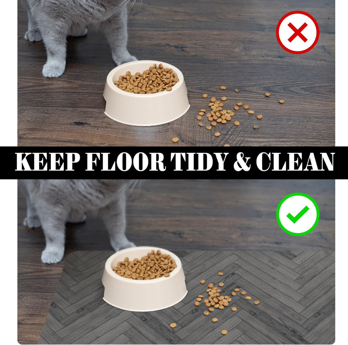Dog Food Mats for Floors Absorbent, Pet Cat Food Mat - S(12"×20") / 01-Dark Grey - image 2