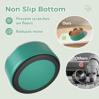 Dog Bowl, Stainless Stee Dog Water Bowl and Food Bowl - 64oz / Deep Green - image 3