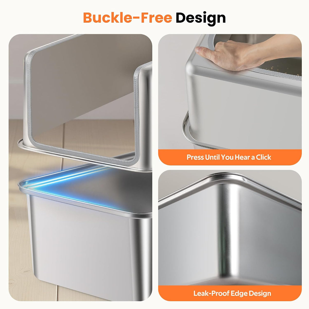 Stainless Steel Litter Box with Metal Lid and Scoop - XXL-:22.8"x14.6"x15.7" - image 2
