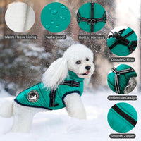 Gyuzh Dog Coat with Harness Puppy Coats Small Dog Harness Jacket - XXXXX-Large / lake green