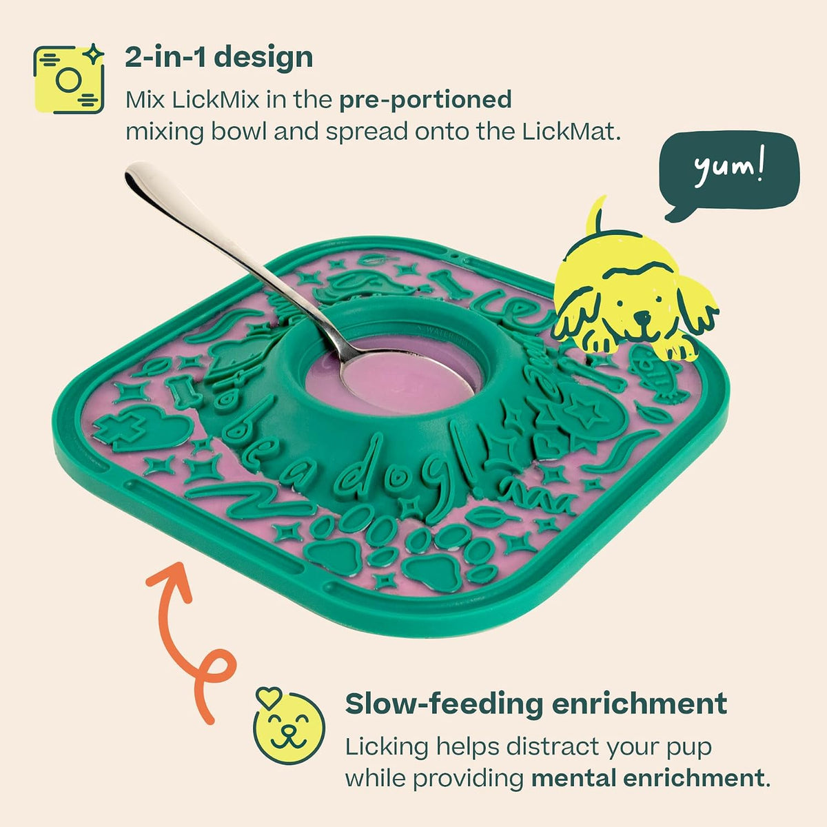 Woof LickMat, Slow Feeder Mat for Dogs, Green – Essentials for Dogs - Forest Green - image 3