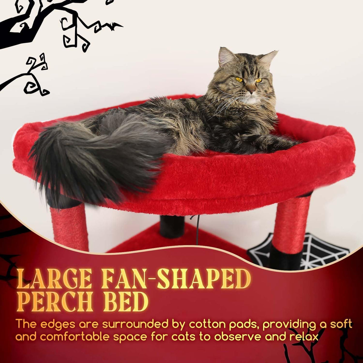 Globlazer Corner Stable Cat Tree Tower with Scratching Post, C51 - 51inch / Red Black - image 2