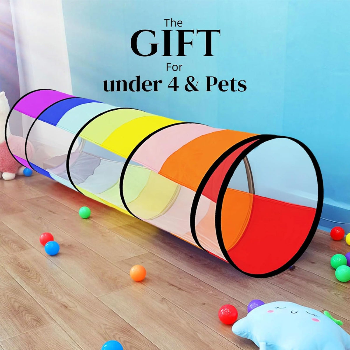 Kids Play Tunnel for Toddlers - Colorful Play Tunnel with Mesh - image 3