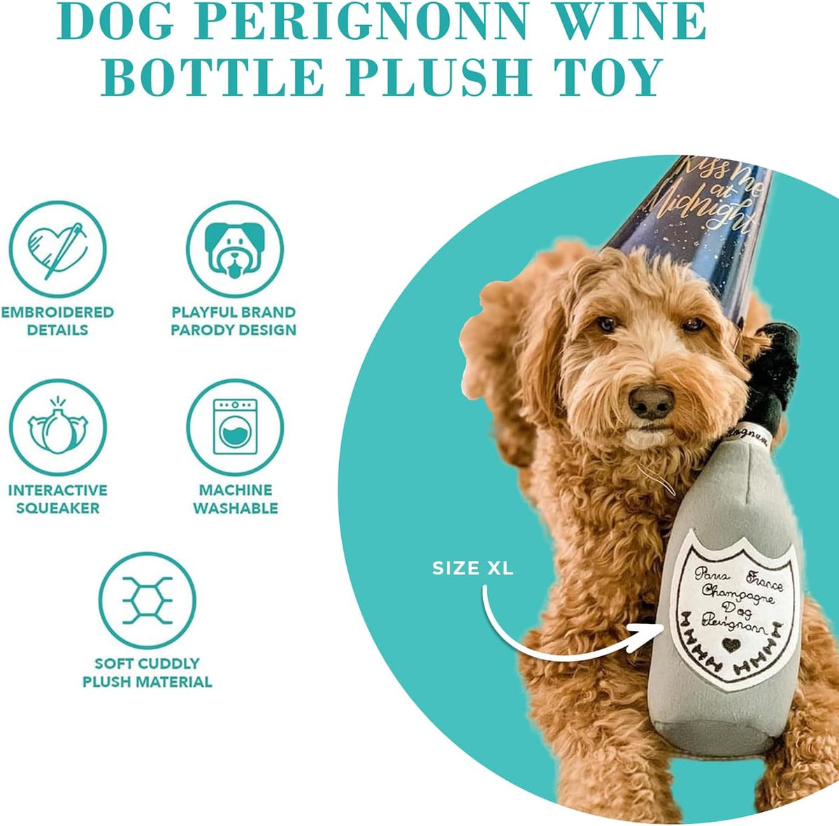 Haute Diggity Dog Woofford Reserve Bottle Plush Dog Toy - Dog Perignonn (Gray) / X Large - image 2