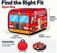 Cecailin fire truck pop up play tent for kids with roll-up door in red - view 18