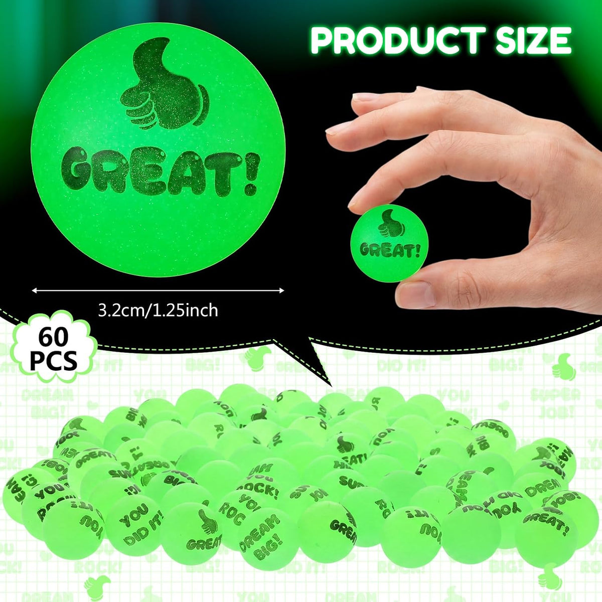 Seenelling 24 glow in the dark bouncy balls printed with Bible verses - view 14