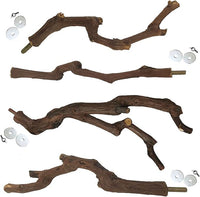 kathson Natural Parrot Perch Bird Stand Pole Wild Grape Stick Paw Grinding Fork Parakeet Climbing Standing Branches Toy Chewable Cage Accessories for Small Budgies Cockatiels Lovebirds 4PCS