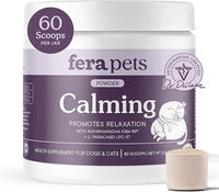 Fera Pets Calming Supplement for Dogs & Cats with Probiotics, L-Theanine, and Ashwagandha - Supports Anxiety Relief - Promotes Relaxation - 60 Scoops