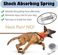 25ft Heavy Duty Chew Proof Dog Tie Out Chain Leash with Shock Absorbing Spring&Lockable Hooks-Up to 200Lbs,Use for Yard,Garden,Camping or Travel