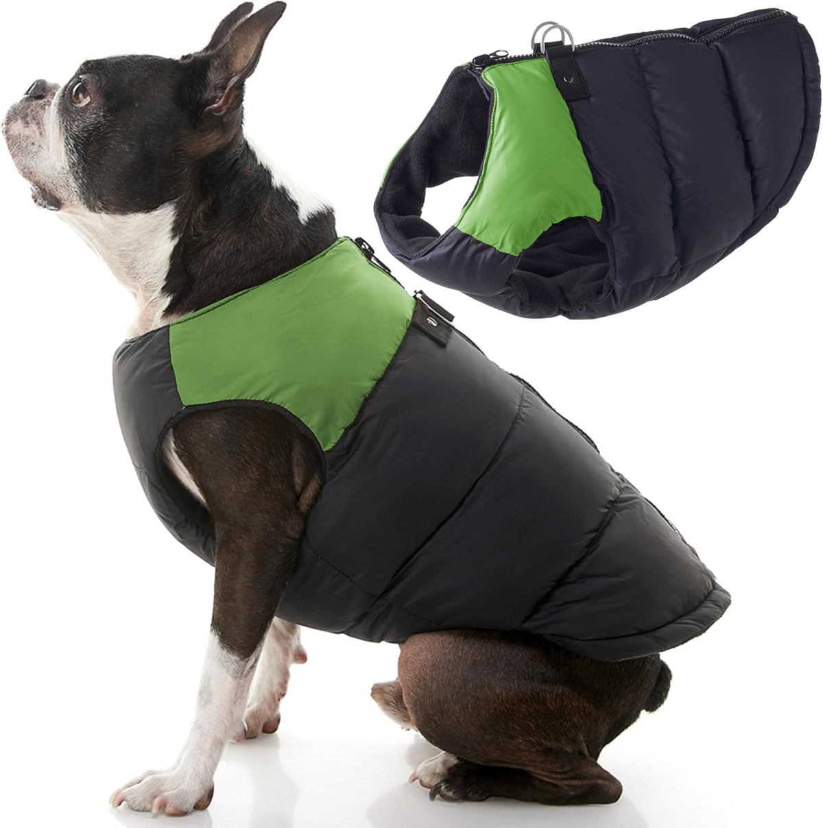 Gooby Padded Vest Dog Jacket, Solid Turquoise - X-Large / Green