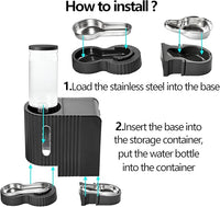Automatic Cat Food Feeder and Water Dispenser,2 in 1 Gravity Cat Feeder and Water Dispenser with Stainless Steel Bowl,2 Pack Large Capacity Self Feeding for Small Medium Pets Puppy Kitten
