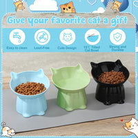 3 Pcs Raised Cat Bowl 15° Elevated Cat Food Bowl Tilted Cats Bowls - Blue, Black, Green - image 3