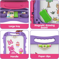 Amagoing Easel for Kids, Adjustable Standing Art Easel for Toddler, Double Side White Chalk Board - Purple - image 3