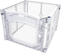 MyPet North States Petyard Plus: 3 Ft. Wide Folding Dog Playpen - 4-Panel / Walk-Thru Door / Light Gray