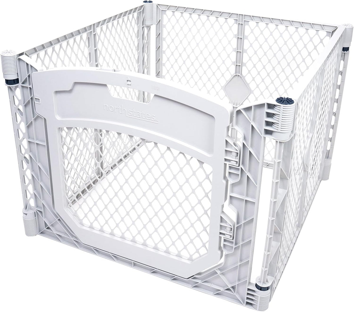MyPet North States Petyard Plus: 3 Ft. Wide Folding Dog Playpen - 4-Panel / Walk-Thru Door / Light Gray
