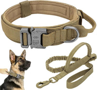 Tactical Dog Collar - Dog Collar with Control Handle for Medium Large Dogs – Essentials for Dogs - Brown Set / M