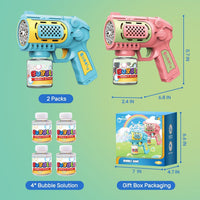 EagleStone 2 Packs Automatic Bubble Machine Guns with 4 Bottles - Pink,blue - image 3