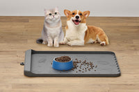 Dog Food Mat 36"x24" - Silicone Dog Mat for Food and Water Large Pet Feeding Mats with Residue - Gray / 19"L x 12"W