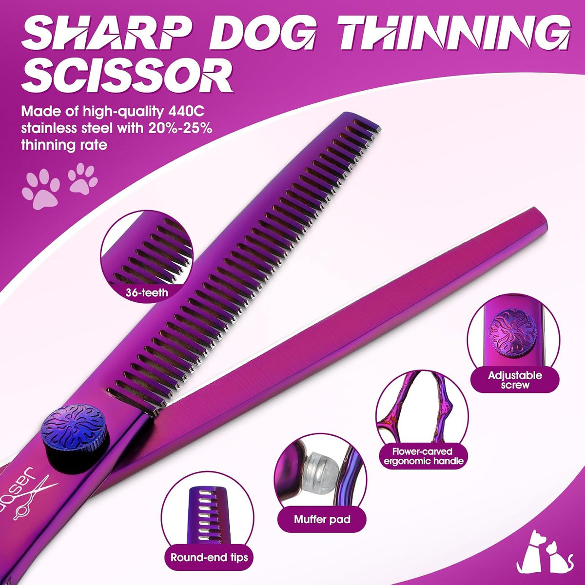 JASON Dog Grooming Scissors Set - Purple - image 2
