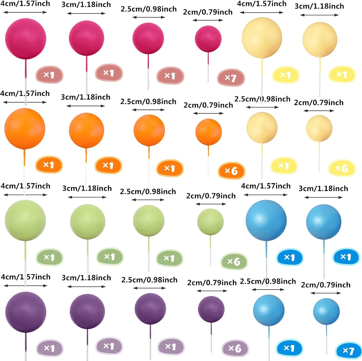RASSLISA ball cake toppers, 56 plastic pearl balls in three sizes for cake decorating - view 11