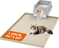 2 Pack Silicone Cat Litter Mat 34 x 22 in, Easy to Clean - Beige / 1 Pack