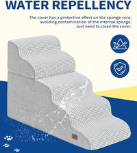 Dog Step for Bed, Dog Stair 5-Step 35D Pet Stair 22.8" H for High Bed or Sofa Non-Slip Balanced Pet Step Indoor, Light Grey