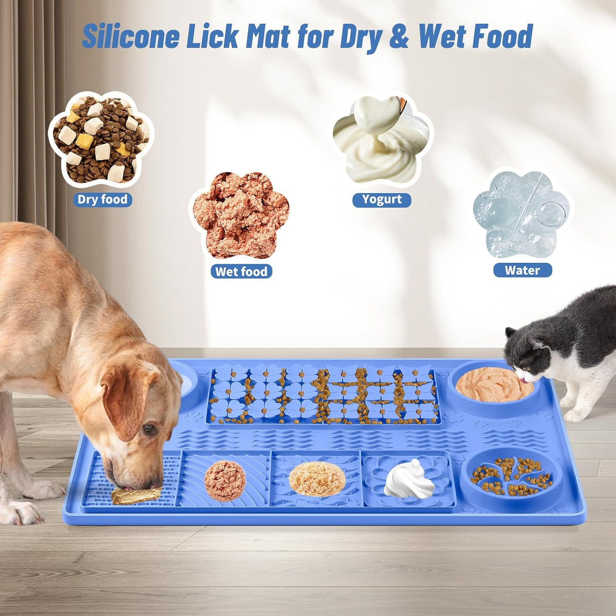 Silicone Snuffle Mat for Dogs 23.6"x 15.7" Large Slow Feeder Mat - Blue:32"x20" - image 2