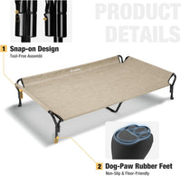 Veehoo Cooling Elevated Dog Bed - Beige Coffee / 50.5"L x 33.5"W x 12.0"Th - image 3