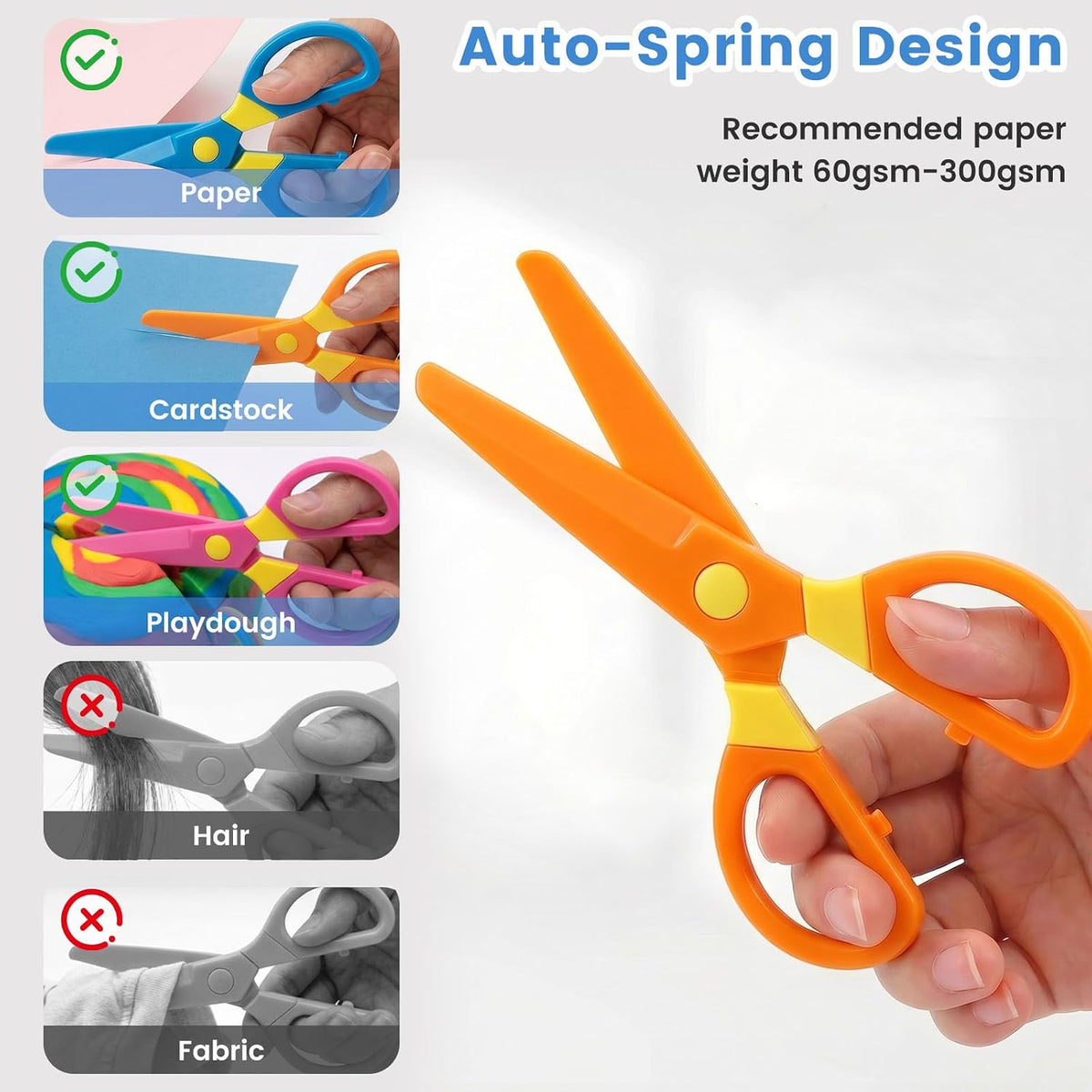 LovesTown 5 Pack Toddler Safety Scissors, Blunt Tip - image 3