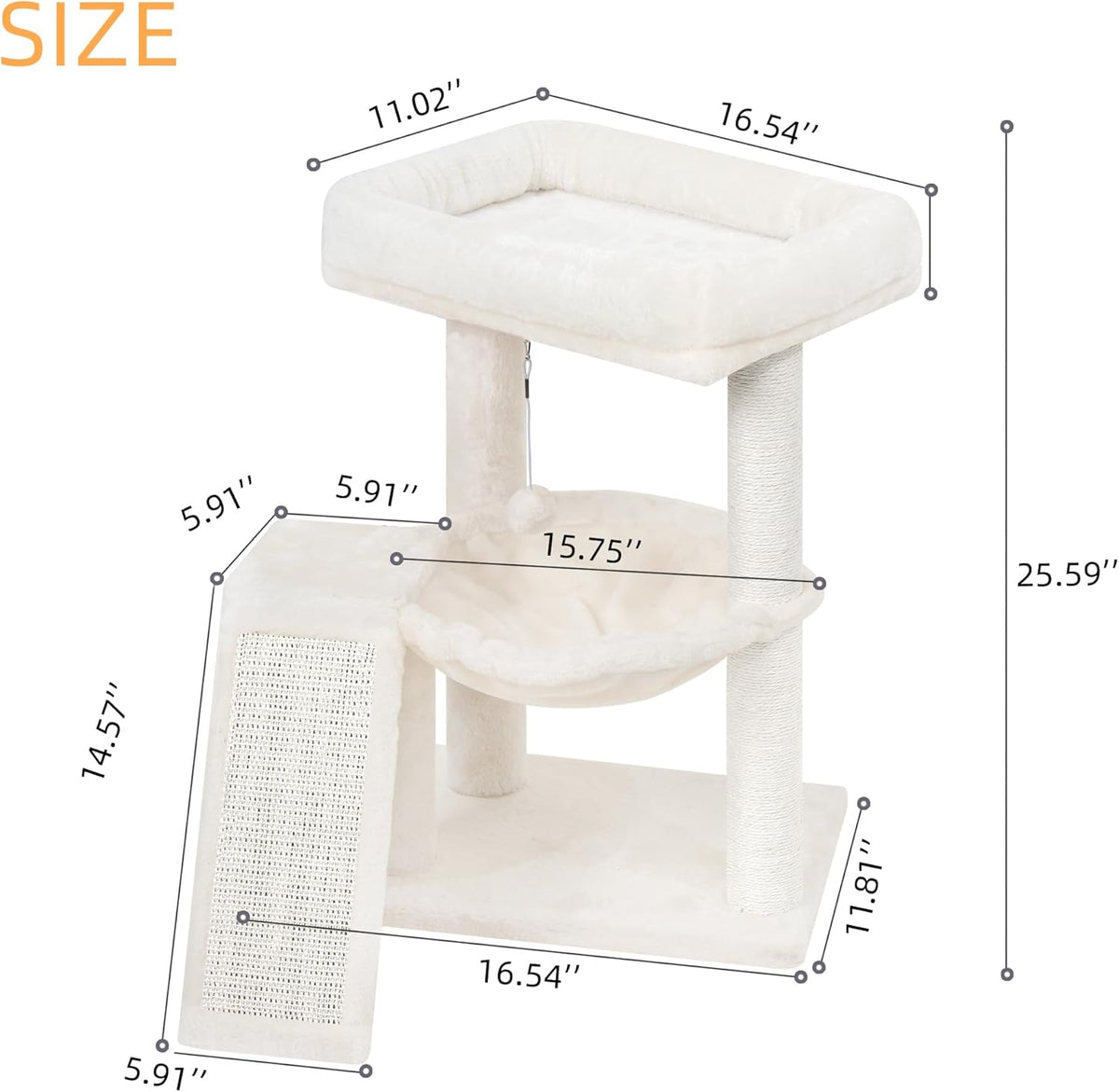 YOUPET Cat Tree with Cat Scratching Post for Indoor Cats - Beige / 25.59" - image 2