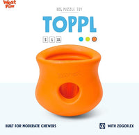 West Paw Zogoflex Toppl Treat Dispensing Dog Toy Puzzle – Interactive Chew Toys for Dogs – Dog Toy for Moderate Chewers, Fetch, Catch – Holds Kibble, Treats, Small 3", Tangerine