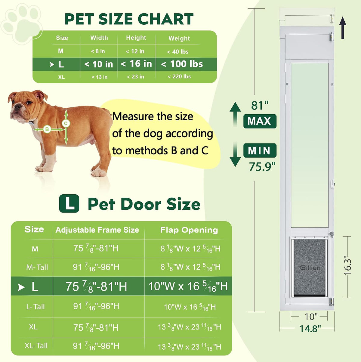 Large Dog Door for Sliding Glass Door - 81" Sliding Door / Large - 3 Flap - image 2