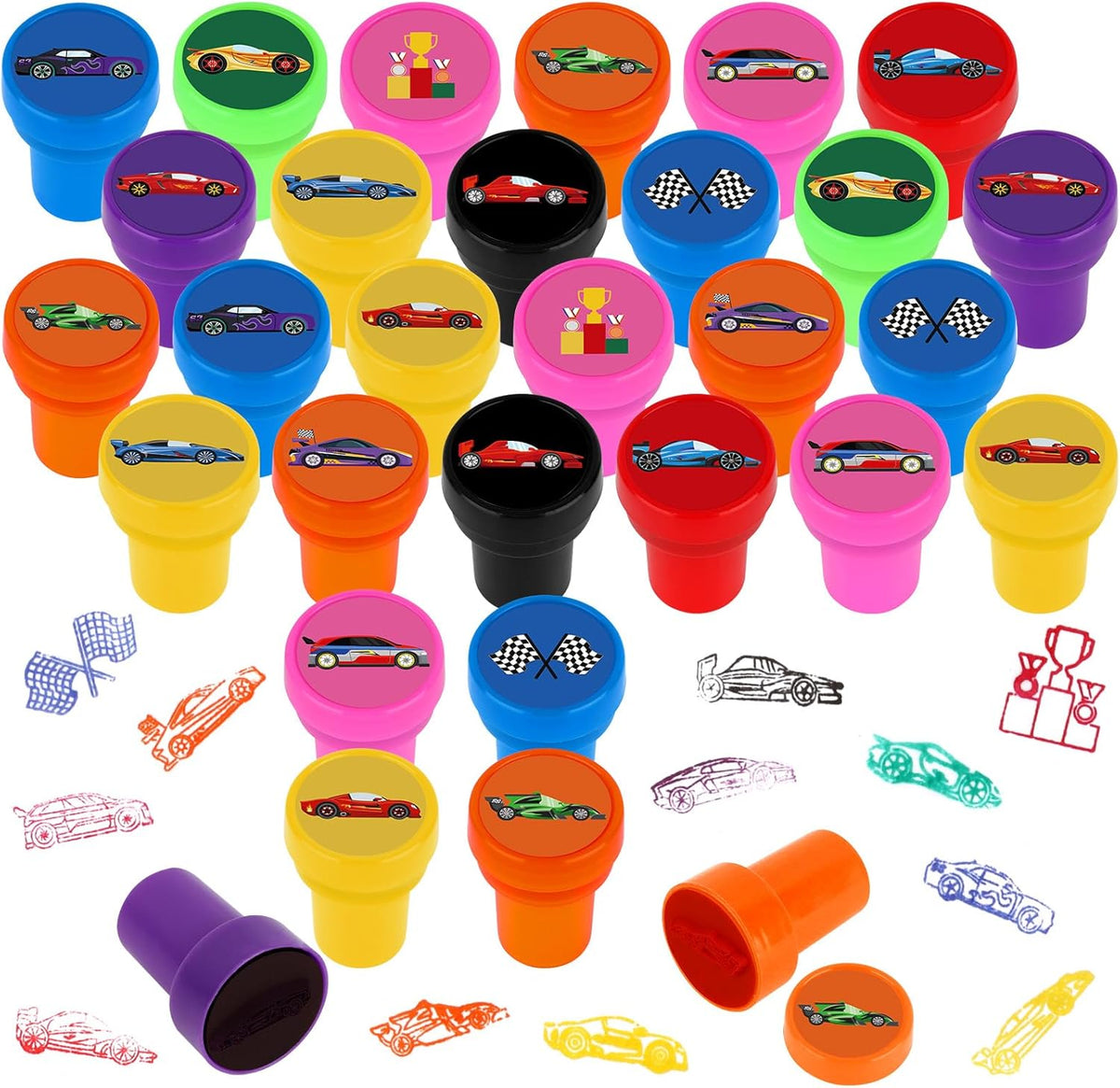 Hxezoc dog paw print stamps, 24 mini self-inking stampers in 8 bright colors - view 9