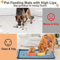 Dog Food Mat 36"x24" - Silicone Dog Mat for Food and Water Large Pet Feeding Mats with Residue - Aqua blue / 36"L x 24"W - image 2