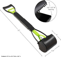 PETMAKER Pooper Scooper - Foldable Cat and Dog Poop Scoop with Ergonomic Handle - Enables One-Handed Use on Concrete, Grass, and Gravel (Green)