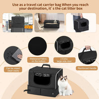 Cat Enclosed Travel Litter Box Kit with Lid Odorless Dustless - Large / L-Black - image 3