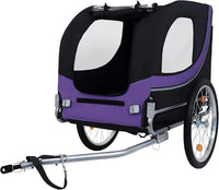 Blue-Grey Large Folding Bike Trailer for Dogs – Heavy-Duty Steel Frame, 66LB Capacity Pet Carrier for All-Terrain Cycling, Jogging & Camping Adventures!