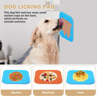 Lick Mat for Dogs - Slow Feeder Licking Mat with Suction Cups for Peanut Butter, Food Treats - Small / 2PCS Blue+Orange - image 2