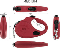 TUG Oval 360° Tangle-Free Retractable Dog Leash with Integrated Waste - Red / Medium - image 3