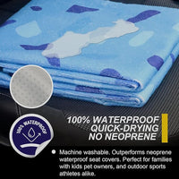 Back Seat Cover for Car Trucks Van SUV,Waterproof Rear Bench Towel Seat Covers for Dogs and Kids,Automotive Backseat Protector (Blue Marbling)