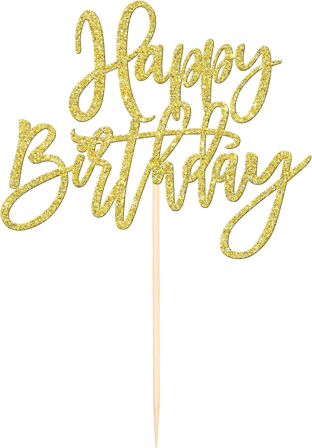 ZHUOWEISM 1 PCS Gold Happy Birthday & Anniversary Cake Topper – Fun for Kids & Family - Gold - image 3