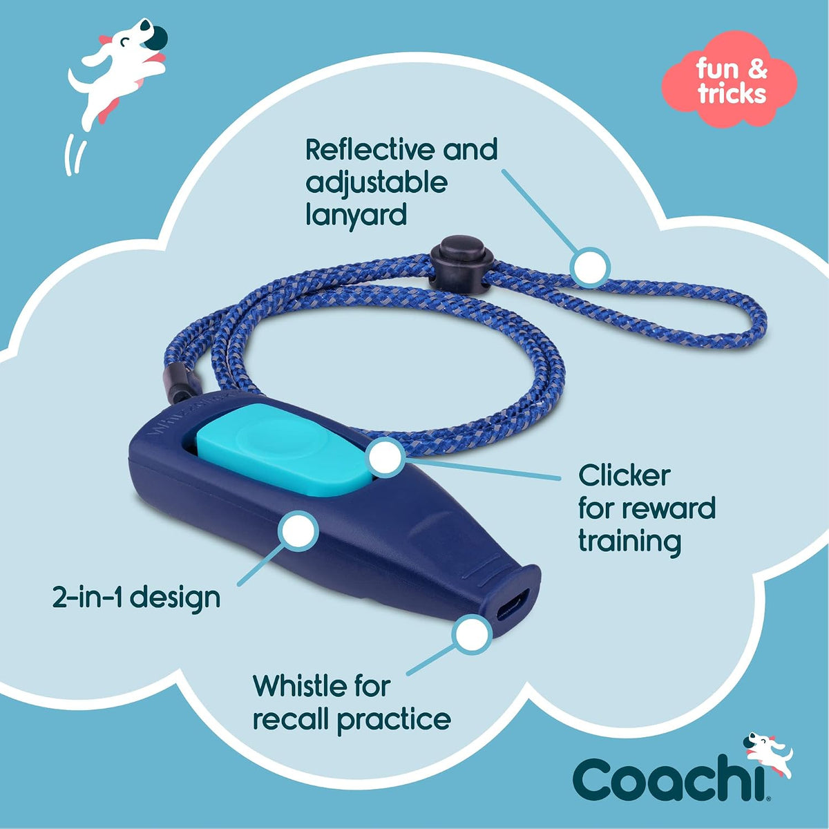 Company of Animals Coachi Whizzclick, Light Blue/Navy Button - Navy - image 3