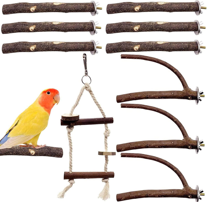 Bird Parrot Perch Set, Fork, Rod, Paw Grinding Stick for Budgies