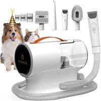 Dog Grooming Vacuum Kit with Clippers, 12000Pa Strong Suction - Milk White