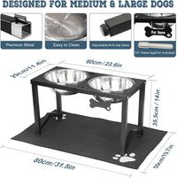 Elevated Dog Bowls, Metal Raised Dog Bowl Stand with 2 Thick 58oz Stainless Steel Food Bowls - Black-111oz x 2 / Height: 14" - image 3